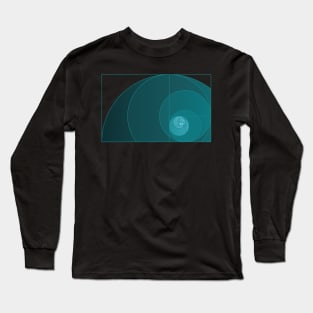 Golden Ratio Fibonacci Spiral in Blue Long Sleeve T-Shirt